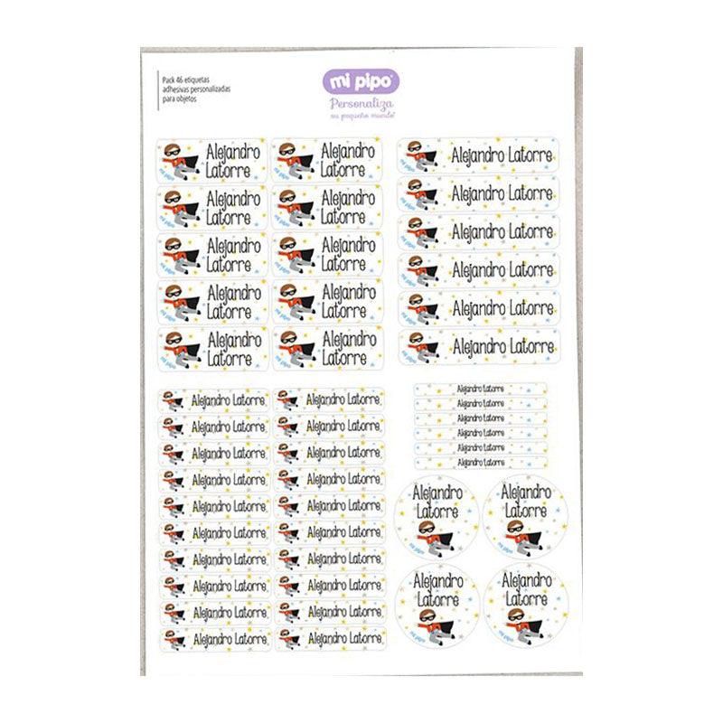 Pack 46 Etiquetas Adhesivas Personalizadas Superhéroe Mi Pipo - Nanetes #