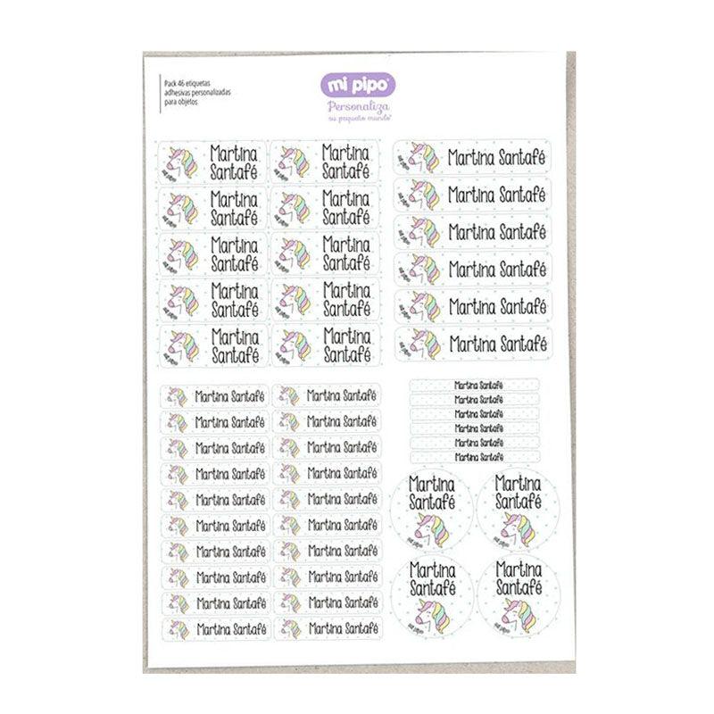 Pack 46 Etiquetas Adhesivas Personalizadas Unicornio - Nanetes #
