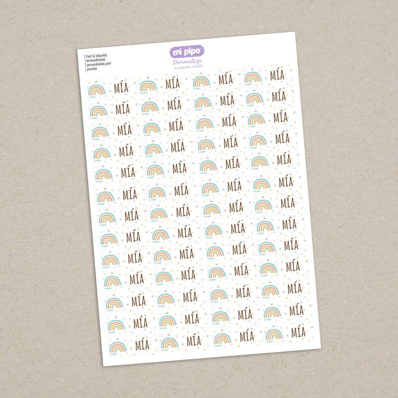 52 Etiquetas termoadhesivas Ropa Arco Iris - Nanetes #