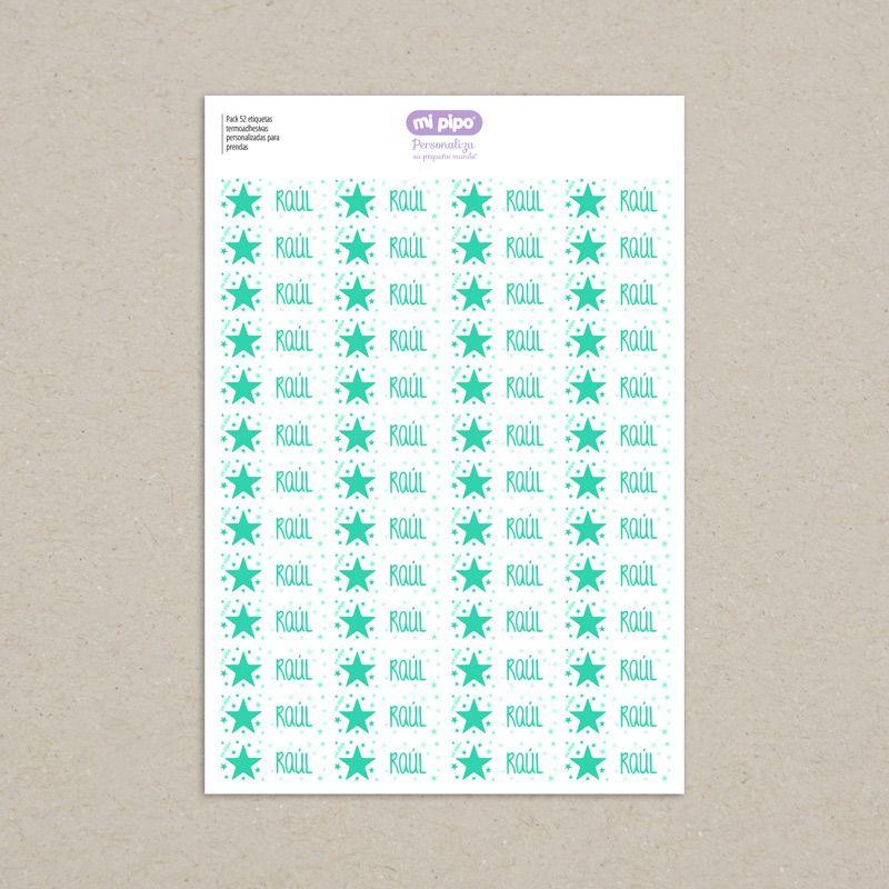 52 Etiquetas termoadhesivas Ropa Estrella menta - Nanetes #