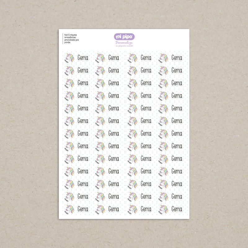 52 Etiquetas termoadhesivas Ropa Unicornio - Nanetes #