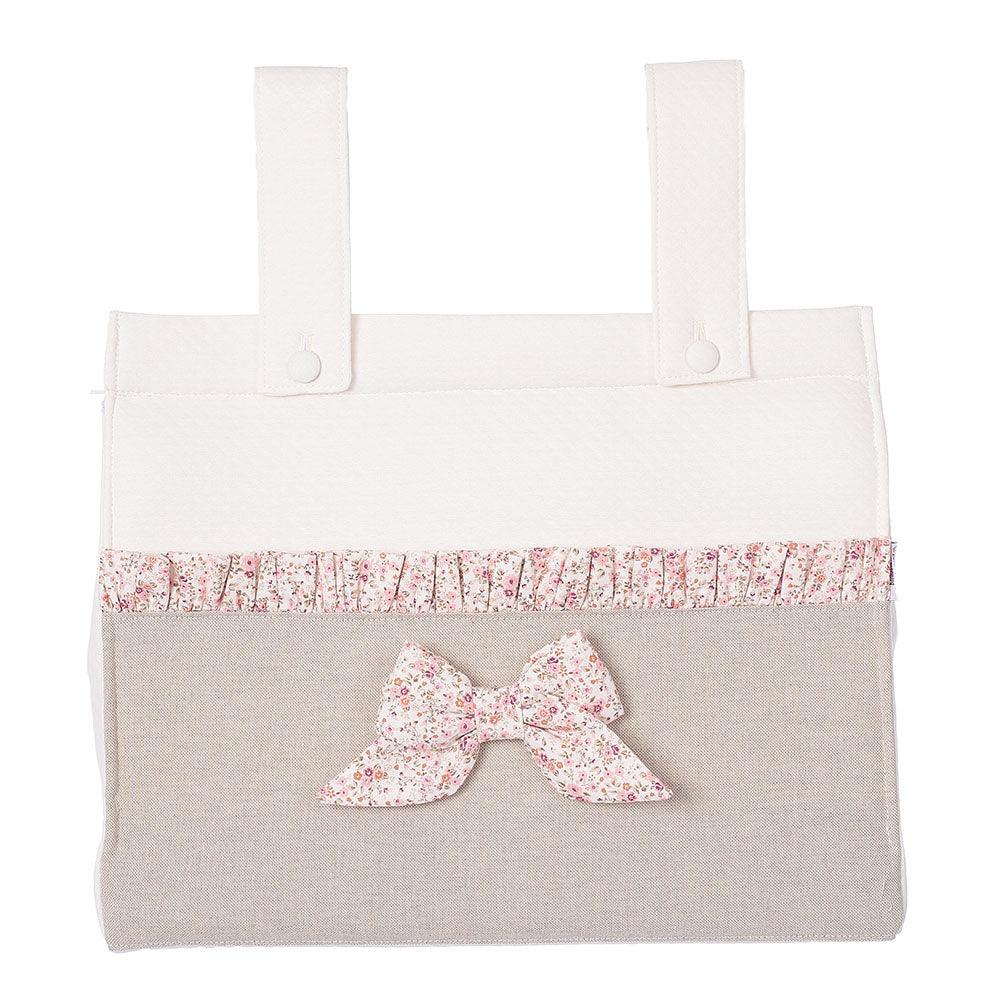 Panera Carro Bebe Pique Beige Lino Flores Bebiti Nanetes - Nanetes #