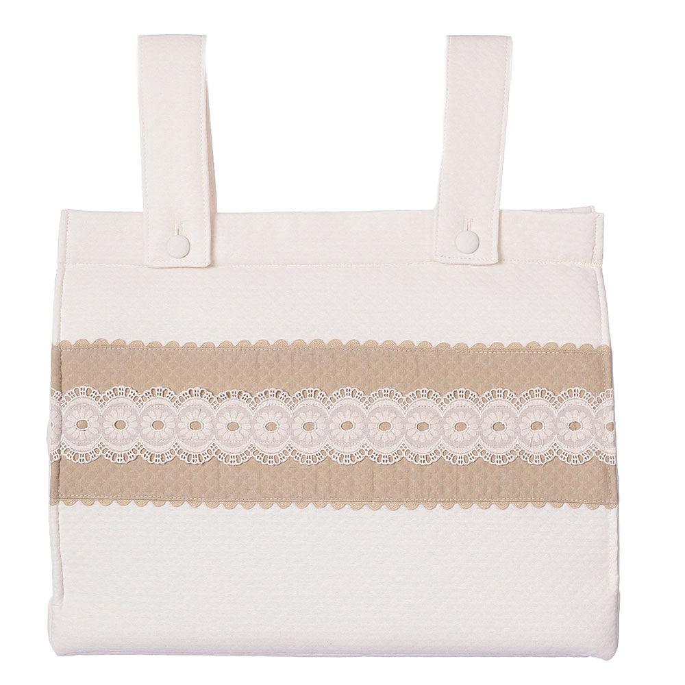 Bolso Panera Bebe Pique Beige Puntillas Bebiti Nanetes - Nanetes #