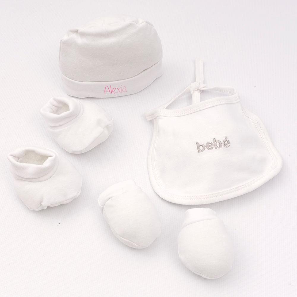 Gorro Personalizado con Manoplas y Peucos Primera Puesta Paritorio Bebé Nanetes - Nanetes