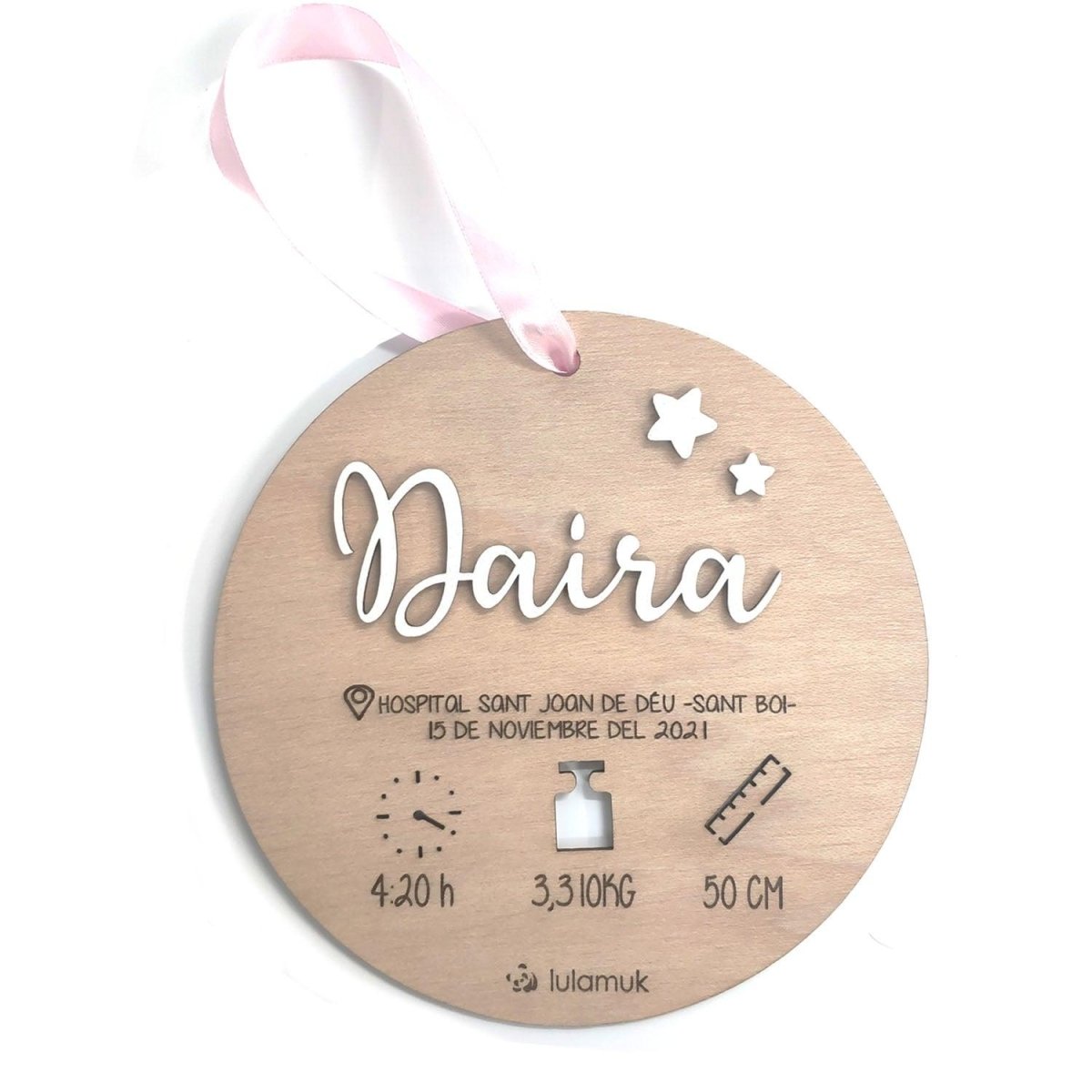 Placa Madera Datos Nacimiento Redonda - Nanetes