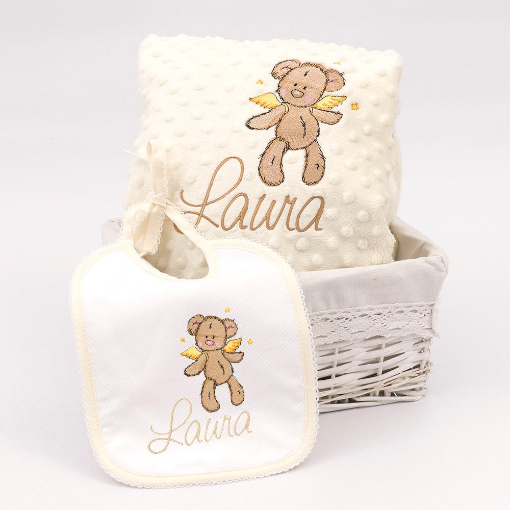 Regalo Bebe Manta con babero Osito Alas Nanetes - Nanetes #