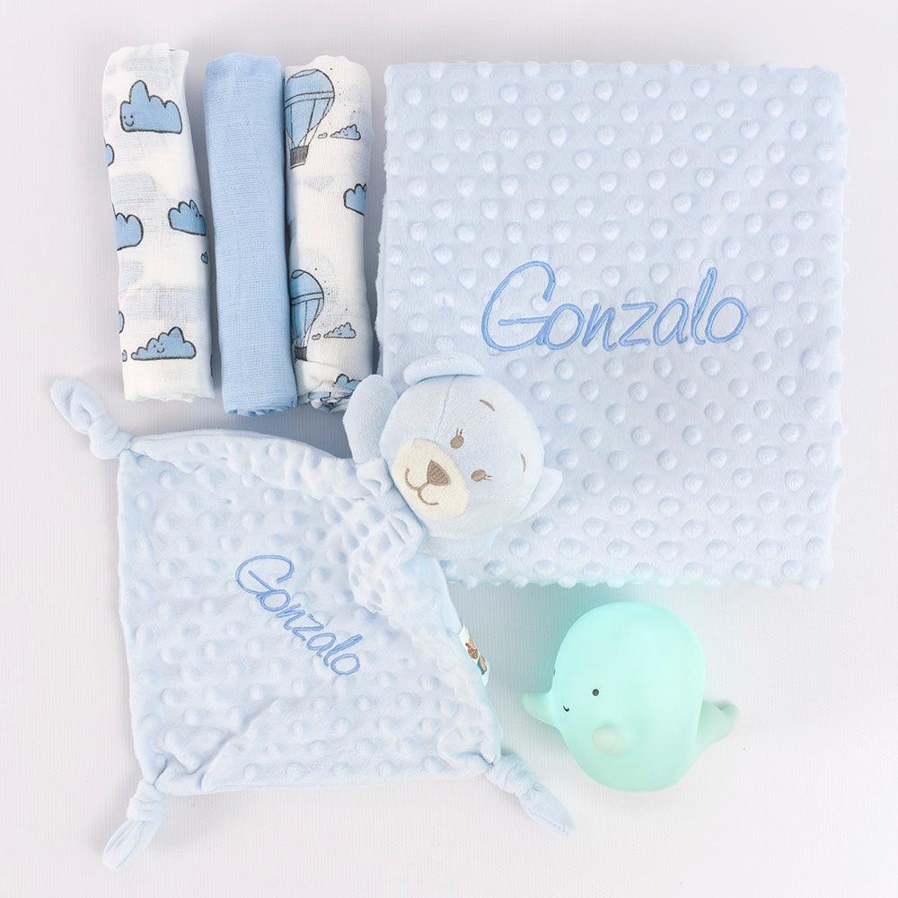 Cesta Regalo Bebe Personalizada Luz Quitamiedos Celeste - Nanetes #