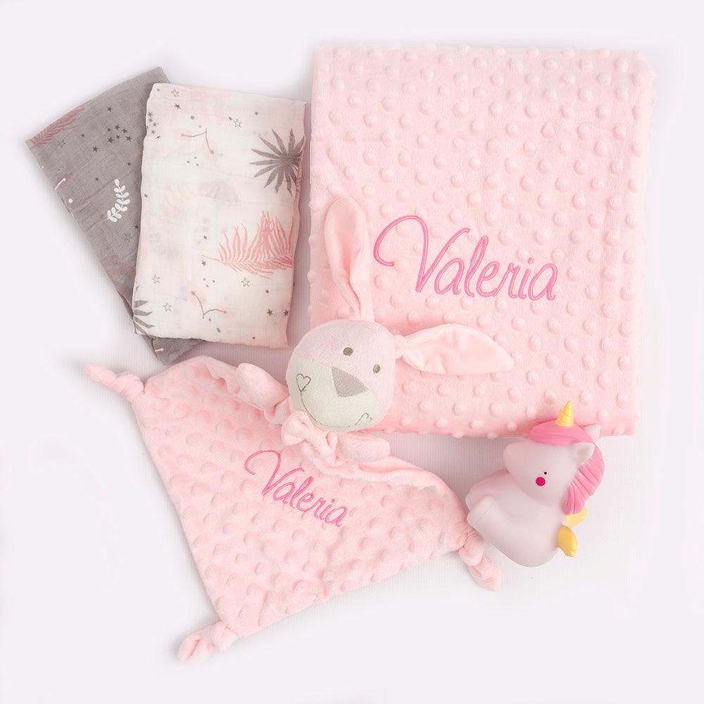 Cesta Regalo Bebe Personalizada Luz Quitamiedos Rosa - Nanetes #