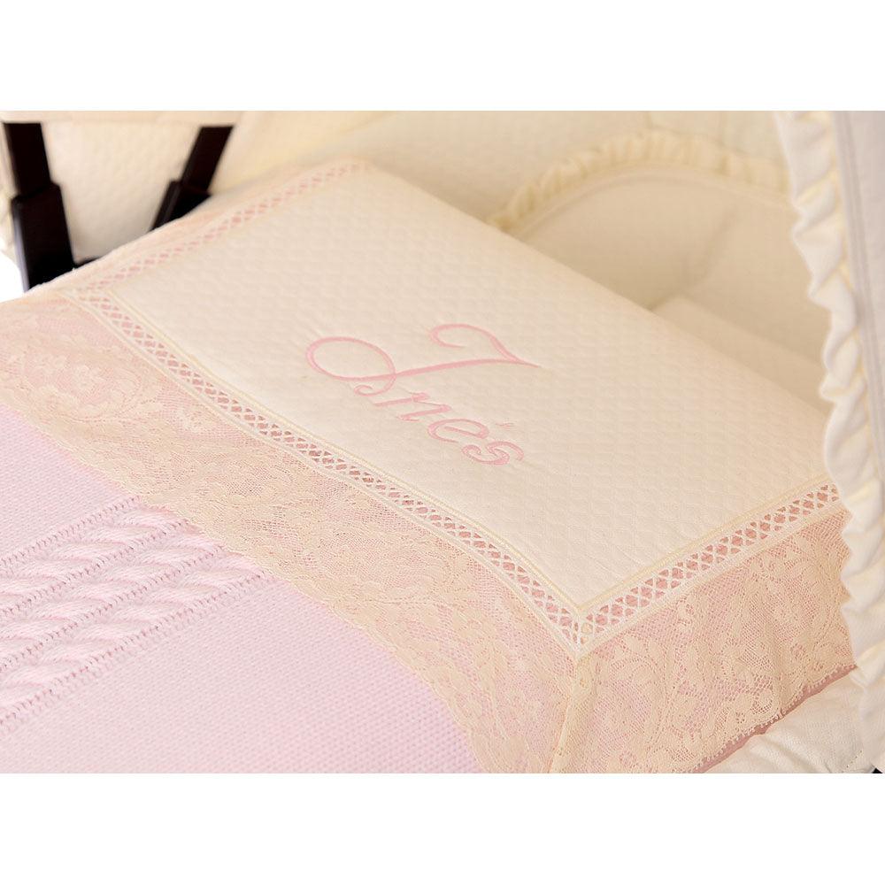 Saco Capazo Bebé a Medida Punto Valencienne Rosa Bebiti By Nanetes - Nanetes #