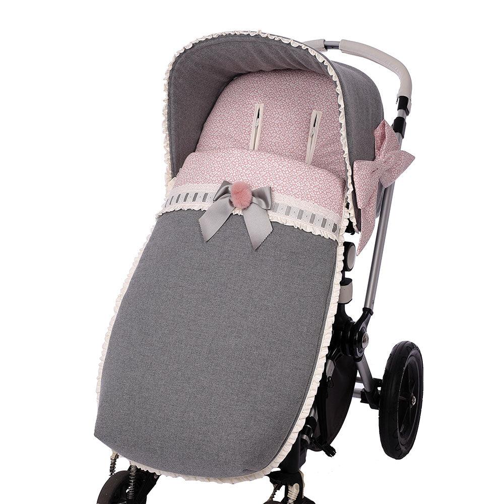 Saco Silla Invierno Paseo Bebé a Medida Pompón Flores Bebiti by Nanetes - Nanetes #