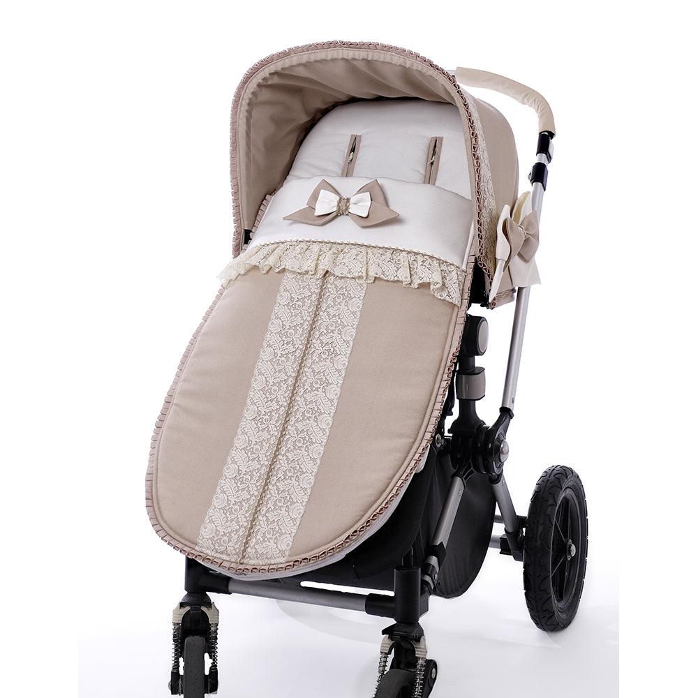 Saco Silla Invierno Paseo Bebé a Medida Piqué Puntillas Bebiti by Nanetes - Nanetes #