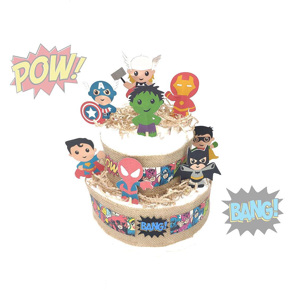 Tarta de Pañales Súperheroes - Nanetes #