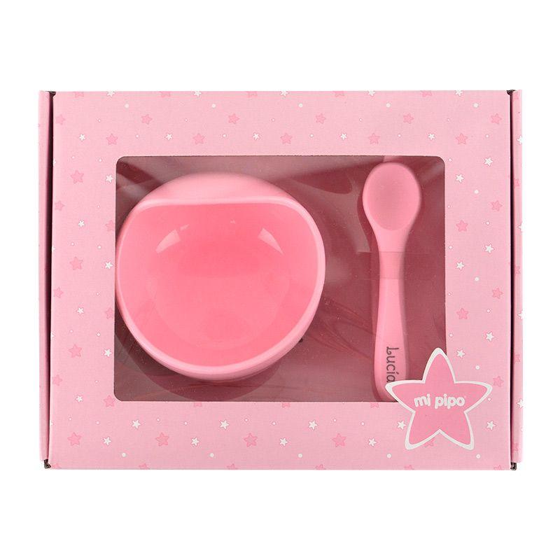 Vajilla Bebe Silicona Personalizada Mi Pipo Salmón - Nanetes #